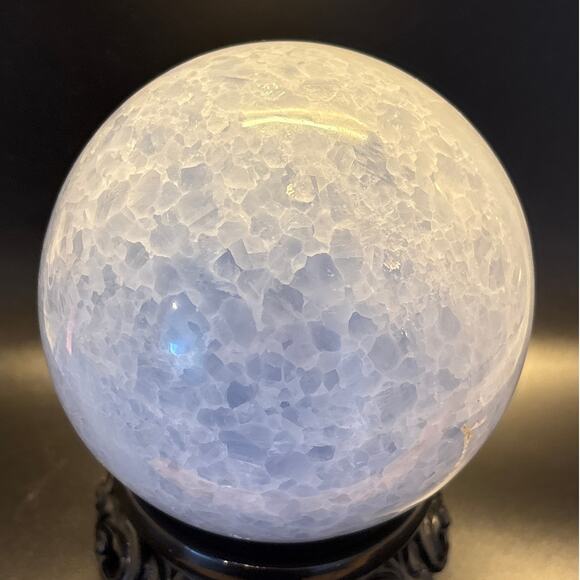 Large Blue Calcite Sphere – Over 3 lbs of Tranquil Beauty - Picture 11 of 11